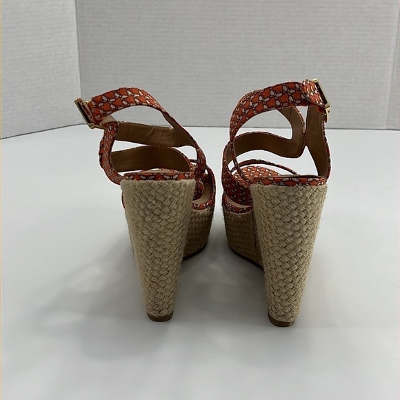 STEVE Maden Jenny wedge shoe size 10 butterfly fabric 5” high - Picture 9 of 17